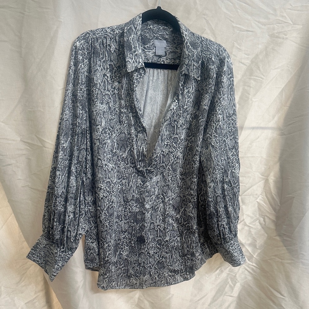 Chico's Black and White Snake Print Blouse